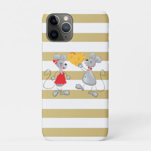 Cute Quirky Whimsical Mouses-Stripes iPhone 11 Pro Hoesje