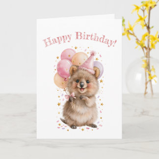 Cute Quokka Gelukkige Verjaardag Ballon Groet Kaart