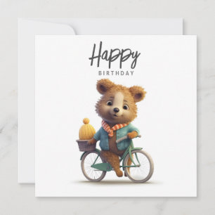 Cute quokka op een fiets, Happy Birthday