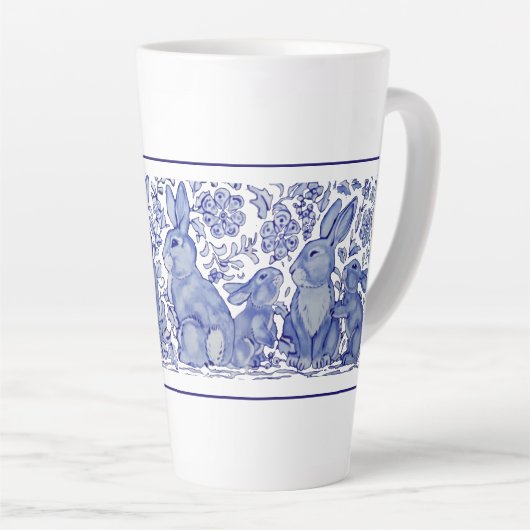 Cute Rabat Famille Bleu Blanc Delft Dedham Mug (Angle droit)