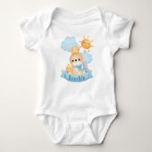Cute Rabbit Baby, Crown, Blue Blocks, Chick Custom Romper (Voorkant)