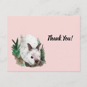 Cute Rabbit Blush Pink Baby shower Dank je Briefkaart