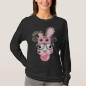 Cute Rabbit Bubble Gum Easter Day Bunny Leopard Gl T-shirt (Voorkant)