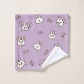 Cute rabbit bunny emoticons paars bad handdoek (Wasdoekje)