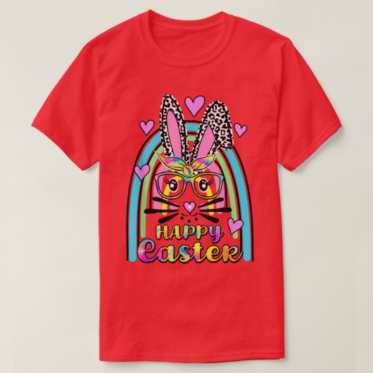 Cute Rabbit Bunny Face Leopard Glasses Headband Ea T-shirt (Design voorkant)