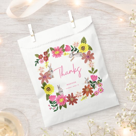 Cute Rabbit Bunny Girl Baby shower Invitation Bedankzakje (Geknipt)