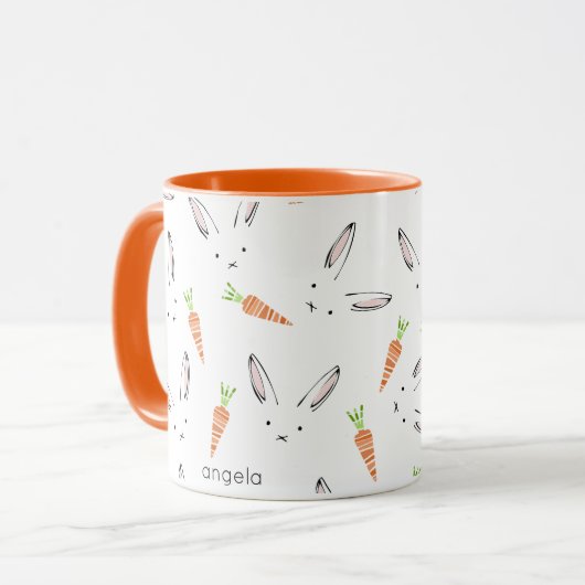 Cute Rabbit Carrot Pattern Personalized Mok (Voorkant links)
