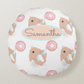 Cute Rabbit Cartoon Bunny Donut Nursery Girls  Rond Kussen