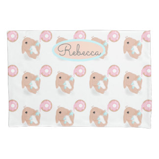 Cute Rabbit Cartoon Bunny Donut Pink Pattern Kussensloop