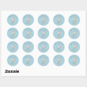 Cute Rabbit en Brown Beer Riding a Bicycle Bedankt Ronde Sticker (Vel)