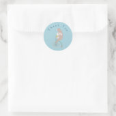 Cute Rabbit en Brown Beer Riding a Bicycle Bedankt Ronde Sticker (Tas)