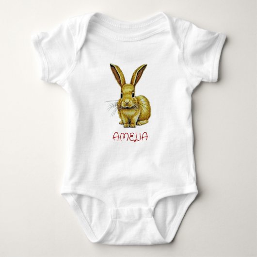 Cute Rabbit en Custom Name Romper (Voorkant)