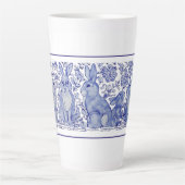 Cute Rabbit Family Blue White Delft Dedham Mok (Voorkant)