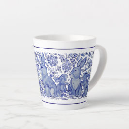 Cute Rabbit Family Blue White Delft Dedham Mok