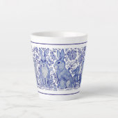 Cute Rabbit Family Blue White Delft Dedham Mok (Voorkant)