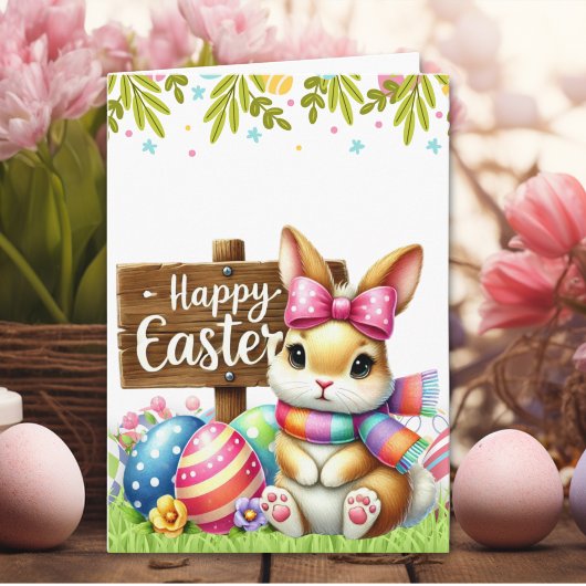 Cute Rabbit 'HAPPY EASTER' Card Kaart