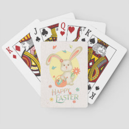 Cute Rabbit Happy Easter Floral Retro Pokerkaarten