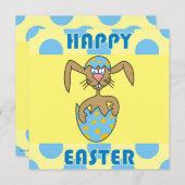Cute Rabbit in Egg Easter Party Invitations Kaart (Voorkant / Achterkant)