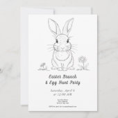 Cute Rabbit Line Art - Invitation à la chasse aux  (Devant)