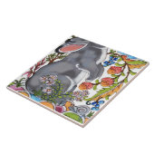 Cute Rabbit Mural Floral White Bkgrd Bottom Half Tegeltje (Zijkant)
