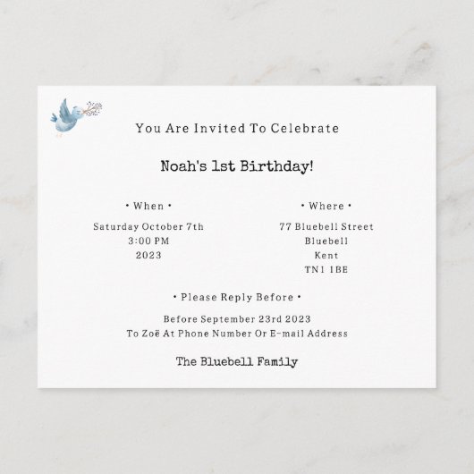 Cute Rabbit On A Picnic With Balloons Invitation (Dos)