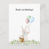 Cute Rabbit On A Picnic With Balloons Invitation (Devant)