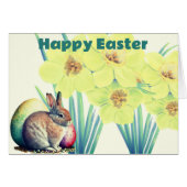 Cute Rabbit onder Waterverf Daffodil Flowers (Voorkant Horizontaal)