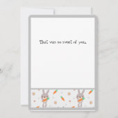 Cute Rabbit Oranje Grey Boy Girl Bedankkaart (Achterkant)