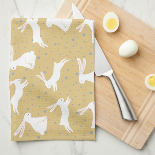 Cute Rabbit Pattern Design Theedoek (Quarter Fold)