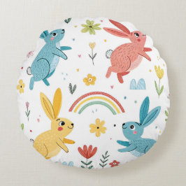 Cute Rabbit Pattern Rond Kussen