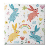 Cute Rabbit Pattern Tegeltje (Voorkant)