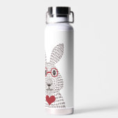 Cute Rabbit Rouge Bouteille d'eau unique Rouge (Arrière)