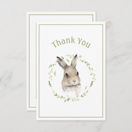 Cute Rabbit Simple Bedankt Card (Voorkant / Achterkant)