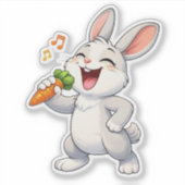 Cute Rabbit Singing Custom-Cut Vinyl Sticker (Devant)