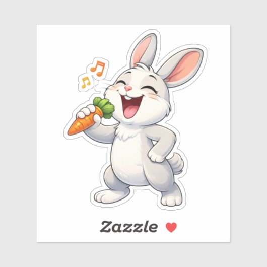 Cute Rabbit Singing Custom-Cut Vinyl Sticker (Feuille)