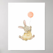 Cute Rabbit With Pink Balloon Nursery Poster (Devant)