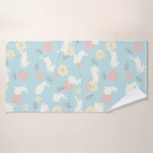 Cute Rabbits Flowers Pattern Badhanddoek (Badhanddoek)
