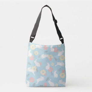 Cute Rabbits Flowers Pattern Crossbody Tas