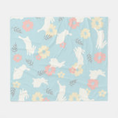 Cute Rabbits Flowers Pattern Fleece Deken (Voorkant (Horizontaal))