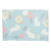 Cute Rabbits Flowers Pattern Kussensloop (Voorkant)