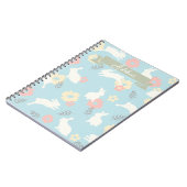 Cute Rabbits Flowers Pattern Notitieboek (Linkerzijde)