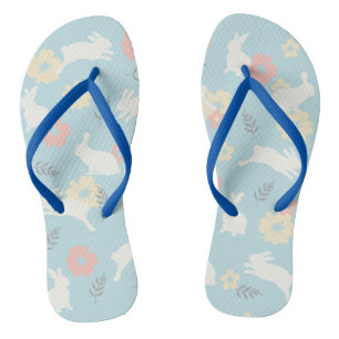 Cute Rabbits Flowers Pattern Teenslippers