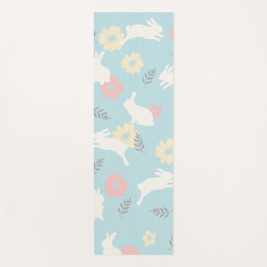 Cute Rabbits Flowers Pattern Yogamat (Voorkant)