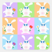Cute Rabbits Vierkante Sticker (Voorkant)