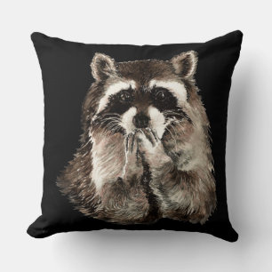 Cute Raccoon Baling Kisses Humor Animal art Kussen