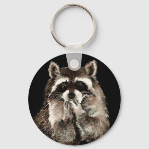 Cute Raccoon Baling Kisses Humor Animal art Sleutelhanger