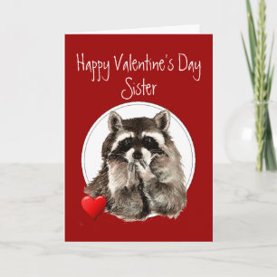 Cute Raccoon Bblazing Kisses Zuster Valentijn Feestdagen Kaart