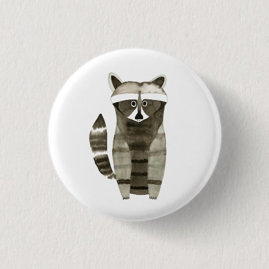 Cute Raccoon Button, Pin Ronde Button 3,2 Cm (Voorkant)