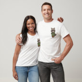 Cute Raccoon Camper Roasting Marshmallows in Green T-shirt (Unisex)
