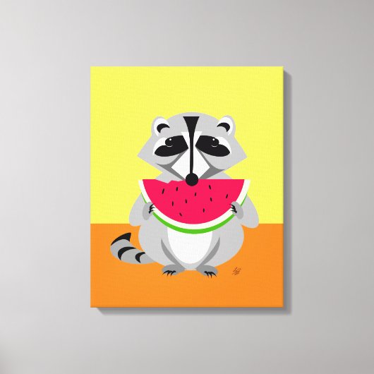 Cute Raccoon Cartoon Canvas Afdruk (Voorkant)